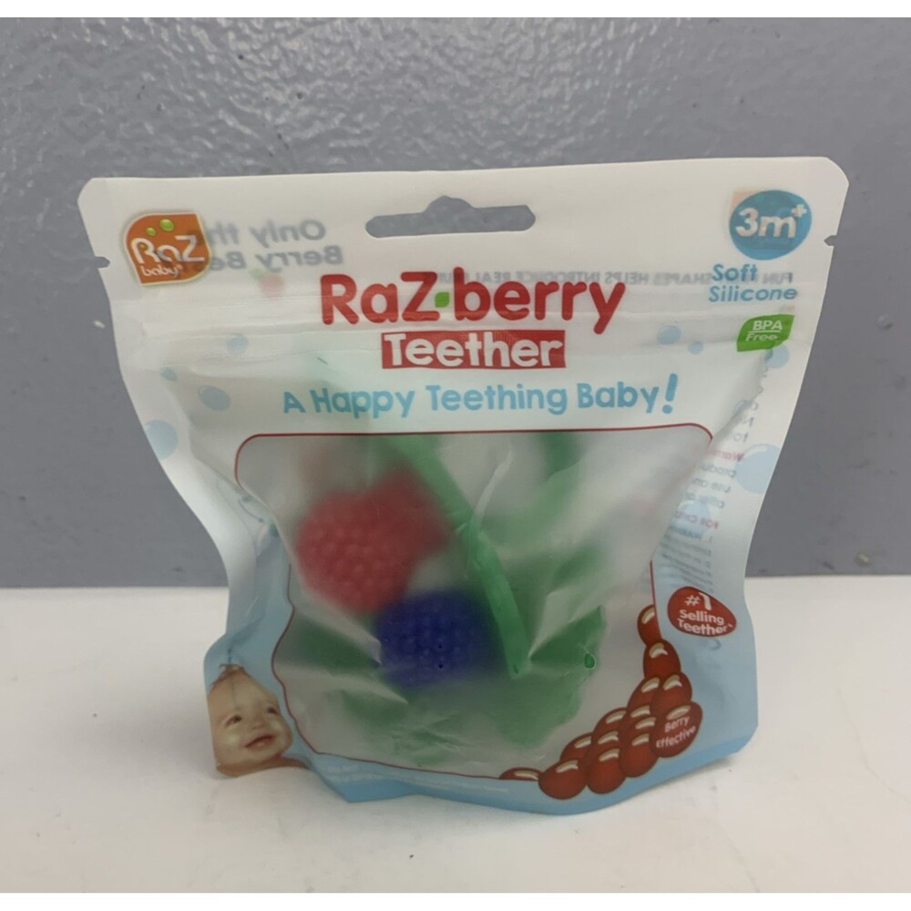 RaZbaby RaZberry Silicone Baby Teether Toy - Berrybumps Soothe Babies Sore Gums